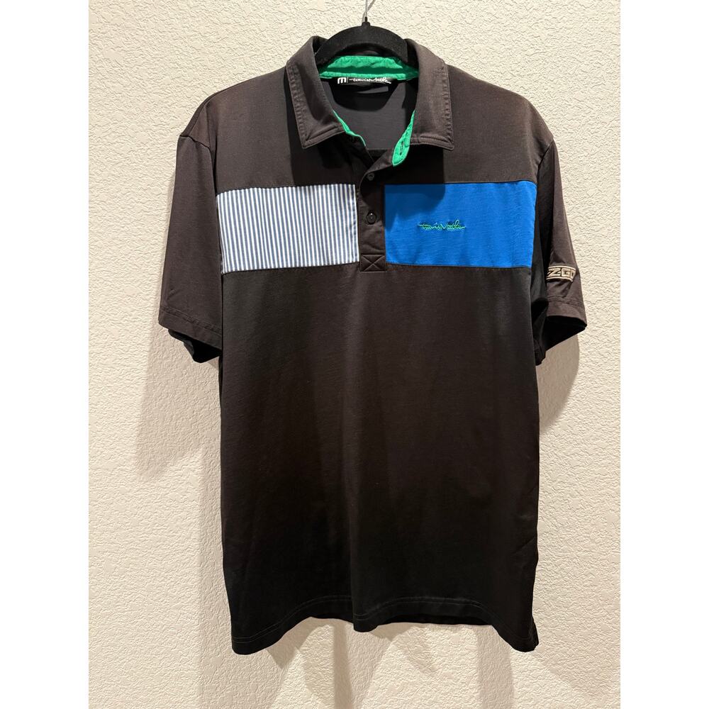 Travis Mathew Golf Polo in Black‎ with Blue and Green Size L